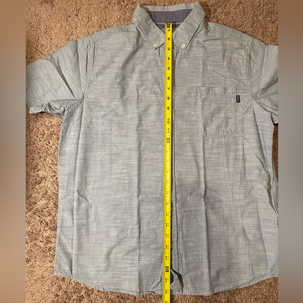 Hurley Surf Style Button Up Down Adult Mens Size Medium Blue Cotton Dress Shirt - Picture 5 of 9